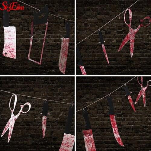 Halloween Party Props Plastic Simulation Weapon Halloween Decor Cosplay Costume Props Kids Favor Toy Blood Axe Sickle Knife 5z
