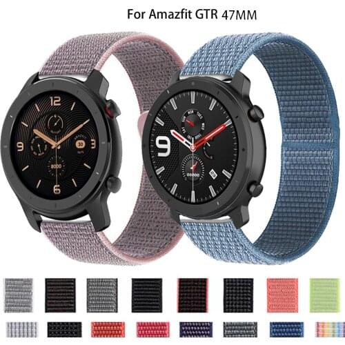 22MM Nylon Loop Strap For Xiaomi Huami Amazfit GTR 2E/GTR 47MM Smart Watch Band Women Bracelets For Amazfit Stratos 3 2 Pace