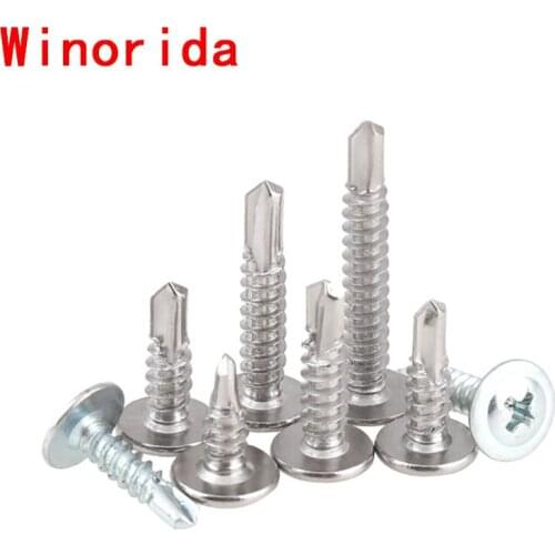 GuHua 410 Stainless Steel Cross Large Pan Head Drill Tail Self Tapping Screw Phillips Truss Self Drilling Screws M4.2M4.8 20pcs