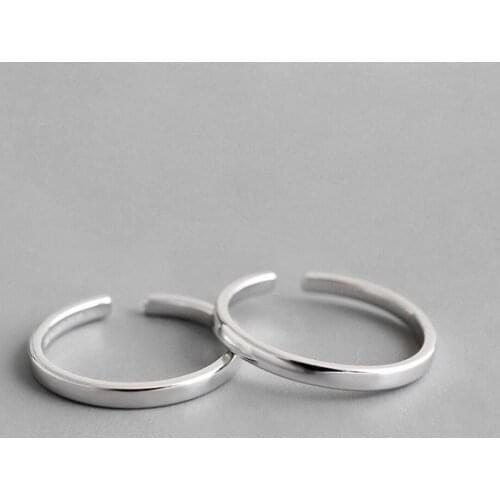 S925 Silver Color Ring Smooth Thin Line Ring Personality Simple Styling Jewelry Girlfriend Gift Adjustable Ladies Jewelry
