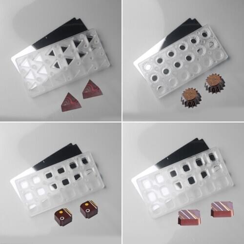 SHENHONG 7 Styles PC Candy Forms Polycarbonate Chocolate Mold Magnetic Stainless Steel Transfer Plate Choco Mould Baking Tools