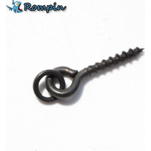 Rompin 30Pcs/lot Carp Fishing Chod Boilie Screw With Solid Ring Pop Up Peg Pellet Holder Bait Stop Matte Black Terminal Tackle