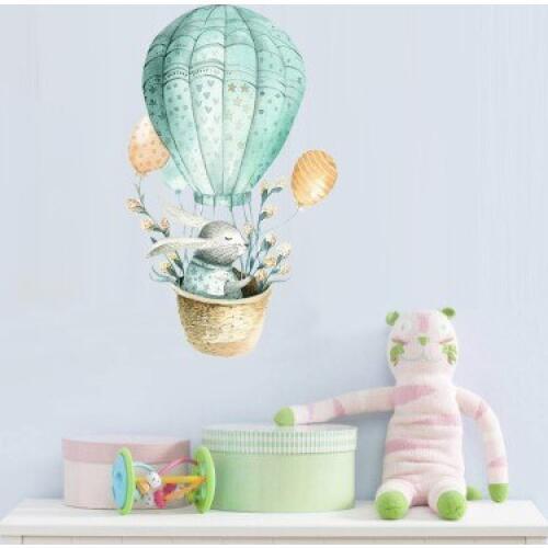 Balloon Rabbit Wall Sticker Living Room Bedroom Wall Decor Study Room Paper Kids Room Decoration Wallpaper Baby Room Decor Mural