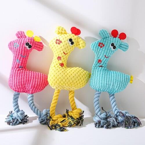 Funny Plush Deer Small Large Dogs Squeaky Interative Toys Giraffe Rope Dolls Puppy Teeth Cleaning Chew Toy Pets Accessories