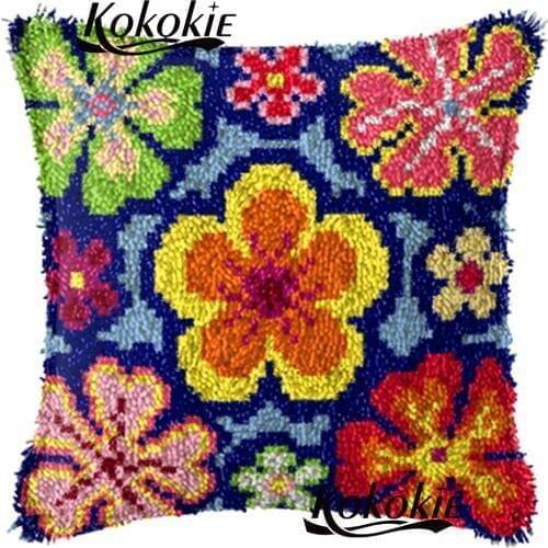 Latch hook flowers carpet cross stitch kits embroidery yarn handicraft needlework set Crocheting Rug Yarn Patchwork Pillowcase
