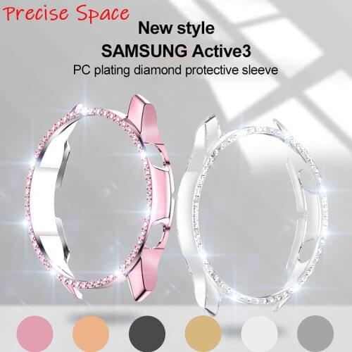 Watch Protective Cover 41 45MM TPU Material for Samsung Galaxy Watch3 PC Electroplating Single Row Diamond Watch Case Cover