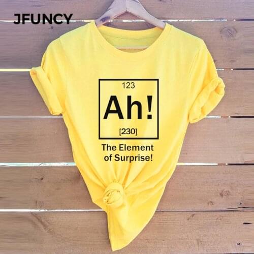 JFUNCY Plus Size AH Element Printed T Shirt Women Loose Shirts 100% Cotton Short Sleeve Summer T-Shirt Tops Casual Pink Tshirt
