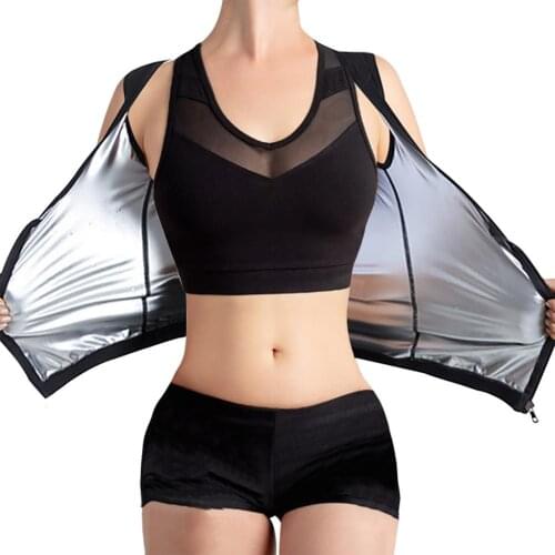 Women Corset Slimming Sauna Suit Sleeveless With Zipper Body Shaper Waist Trainer Workout Tops Sweat Shapewear Tank Tops 2021