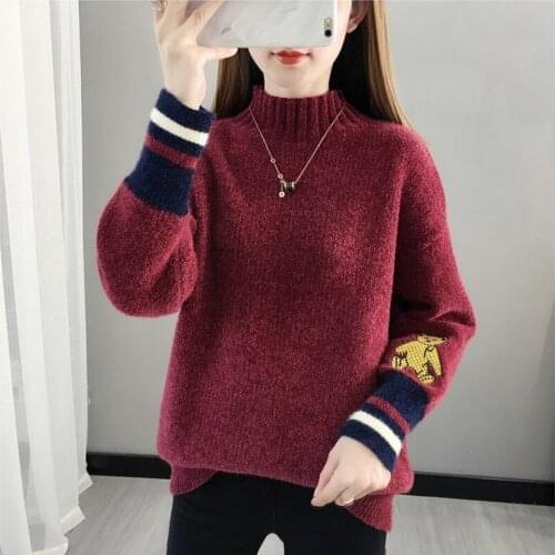 Winter Long Sleeve Chenille Women Sweater Large Size Outwear Tops Half Turtleneck Knitted Bottoming Shirt Warm Pullover Sweaters