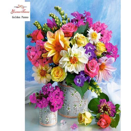 GOLDEN PANNO Diamond Painting Full Square 5D Diy Daimond Embroidery Diamant Mosaic Sale Displasy Broderie Diamant Flower 03