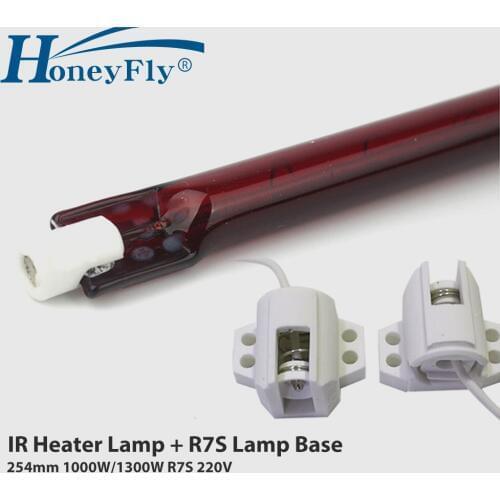 HoneyFly 1pc J254 Infrared Halogen Lamp 1000W/1300W 220V 254mm R7S IR Heater Lamp Single Spiral Ruby Drying Halogen Quartz Lamp