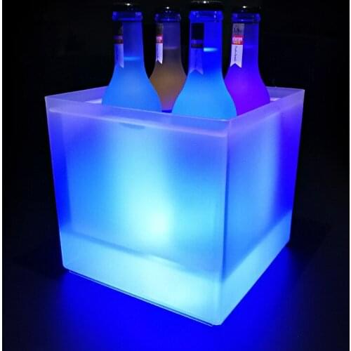 2019 Transparent Ice Bucket LED Light Square Test Tube Wine Champagne Cocktail Barrel Durable Wine Cooler Beer Chiller