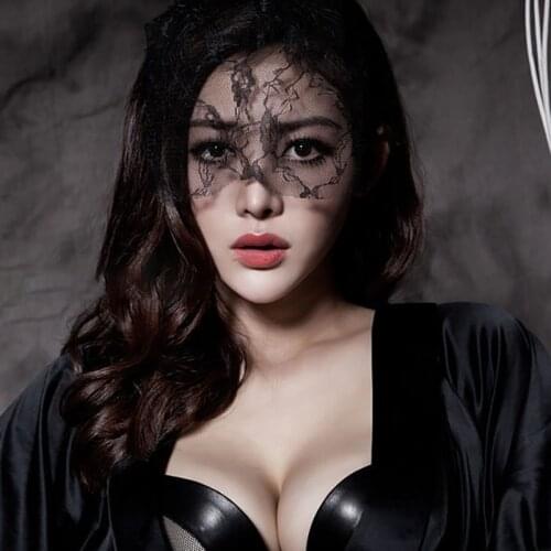 2020 Fashion Lace Printing Eye Veil Headbands Hair Accessories Women Girls Black Eye Mask Halloween Party Accessoris Carnival