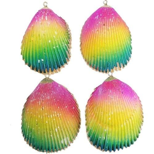 5pcs Natural Conch Shell Colorful Charms Women Jewelry Making 44*55mm Phnom Penh Round Pendant DIY Necklace Choker Accessories