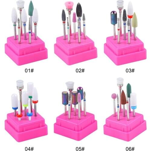 8x Professional Emery Nail Drill Bits File Set Manicure Pedicure Tool Case