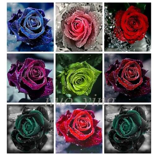 5d Diy Diamond Painting Flowers Of Different Colors Diamond Embroidery Cross Stitch Kit Rhinestone Crafts Home Decor Mosaic