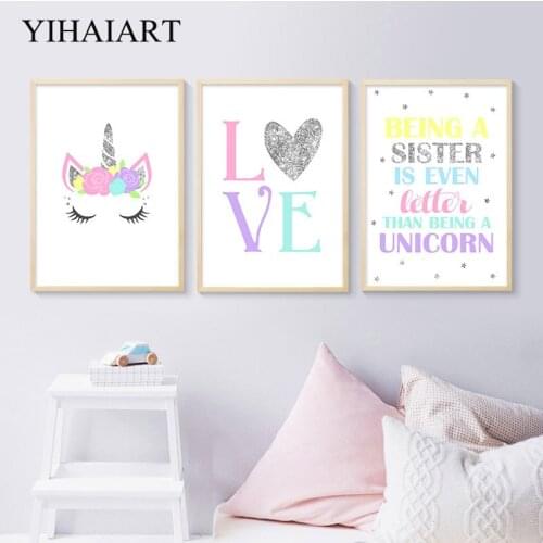 Unicorn Cartoon Canvas Poster Wall Art Nursery Quotes Print Painting Nordic Kids Decoration Picture Baby Girl Bedroom Decor