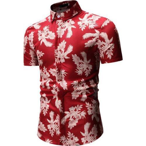 Summer Beach Hawaiian Shirt Casual Men Shirt Short Sleeve Slim Fit Floral Shirt Flowers Print Shirts Men Dress Camisa Hombre