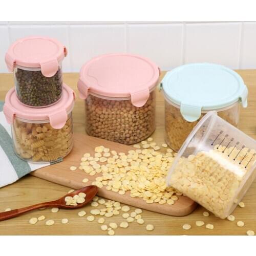 Sealed Transparent Kitchen Keep Fresh Food Can Grain Storage Tank with Scale Kitchen Room Tableware For Kitchen Organizer