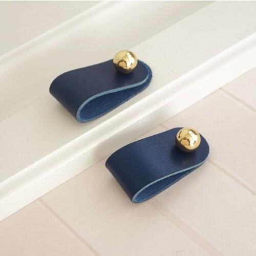 Leather Dresser Drawer Pull Ring Pink Dark Blue Cabinet Door Pulls Modern Colorful Pull Furniture Decoration