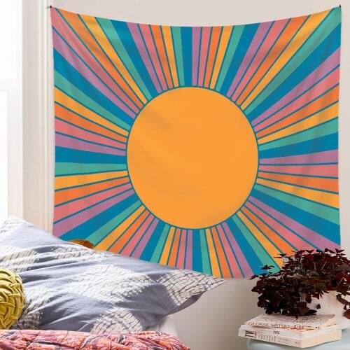 Colorful Sunshine Wall Tapestry Sun Mandala Carpet Psychedelic Tapiz Aesthetic Boho Decoration Home Decor Farmhouse College Dorm