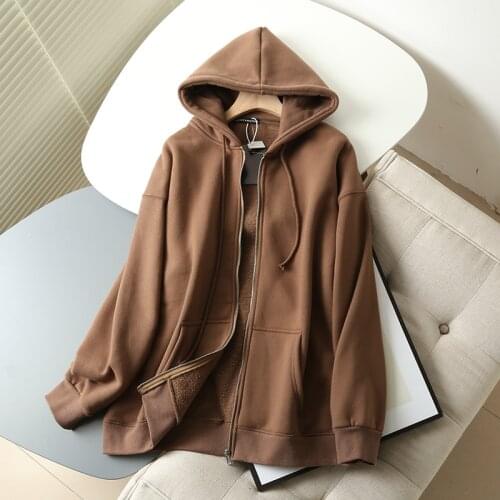 Oversize Girls Soft Hooded Jackets 2021 Spring Fashion Ladies Vintage Cotton Fleece Coats Streetwear Women Warm Outerwear Chic