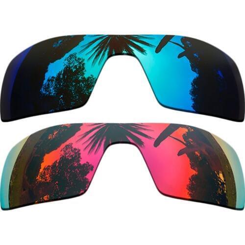 Ice Blue+Midnight Sun Mirrored Coating) 2-Pieces Polarized Replacement Lenses for Oil Rig Frame 100% UVA & UVB Protection