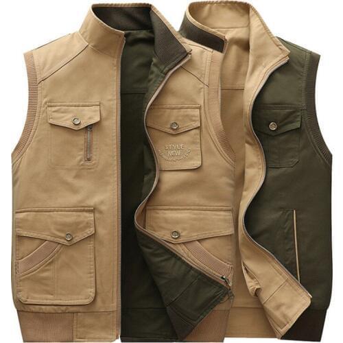 New Man 2 SIDE WEAR Sleeveless Vests Autumn Winter With Multi Pockets Military Waistcoats Photographer fishiping Hiking vest