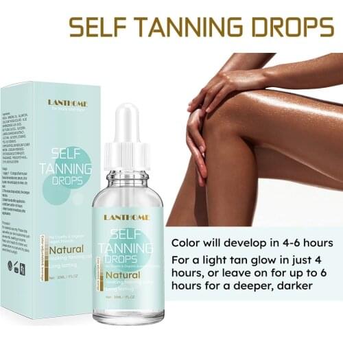 Natural Face Tan Drops Sun Tanning Oil Liquid Dark Self Tanning Serum Drops for Face Body Fake Bake Indoor Tanning Bed Lotion