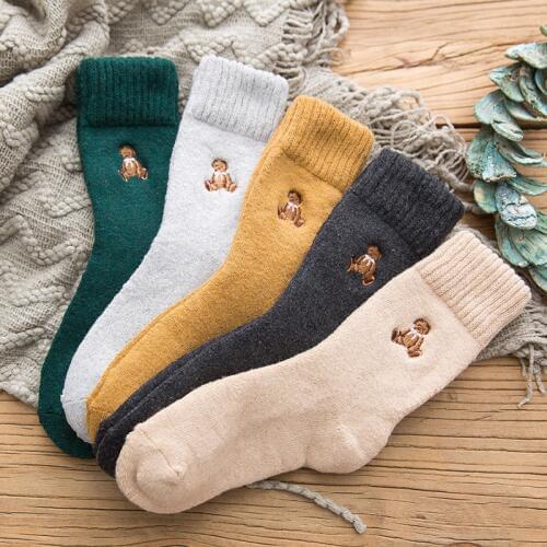 Harajuku cartoon dog embroidery cute wool funny socks female sox ladies Autumn winter thicken women cotton sock Christmas gifts