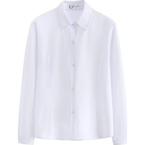 Hot Korean Girls School Uniform College Wind Jk Shirt Summer New V-neck Long Sleeve Work Uniform Student Tops Loose White Shirt