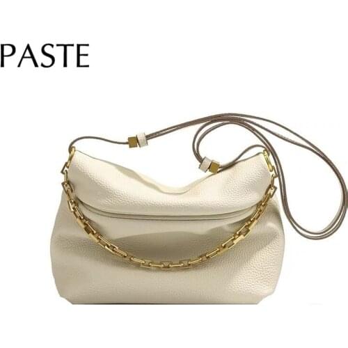 New 2021 Cloud Chain Design Soft Cowhide Leather Women Handbag White Luxury Niche Style Women Shoulder Bags Lady Pouch Calfskin