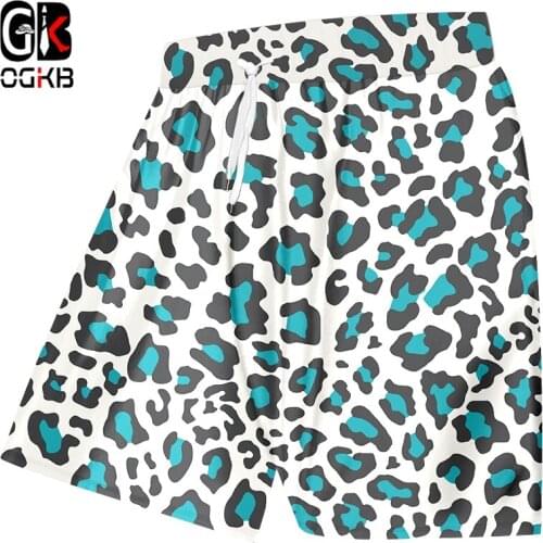 OGKB Casual Shorts Male New Gyms Animal 3D Printed Blue Leopard Streetwear Big Size Attire Summer Bermuda Beach Shorts Wholesale