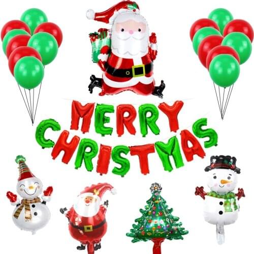 Wholesale Santa Clause Foil Balloons Christmas Party Holiday Home Party Decorations Store New Year Xmas Layout Kids Toy Gift