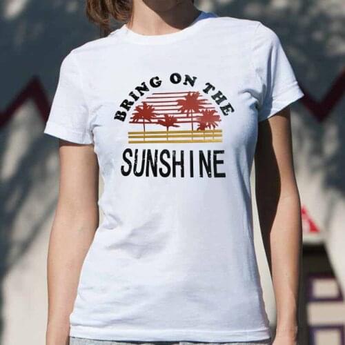 Bring On The Sunshine Colored Printed T-shirt Stylish Graphic Vacay Tshirt Women O-Neck Graphic Summer Vacation Holiday Tee Top