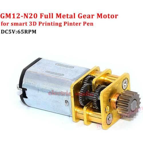 3D Printing Pen Engine Mini N20 Full Gearbox Gear Motor DC3V-6V 5V 65RPM Slow Speed High Torque Electric Motor