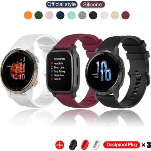 Replacement Watchband For Garmin Venu 2/2s/sq Silicone Strap For Garmin Venu/Vivoactive 3 4S Watch Strap With Dustproof Plug