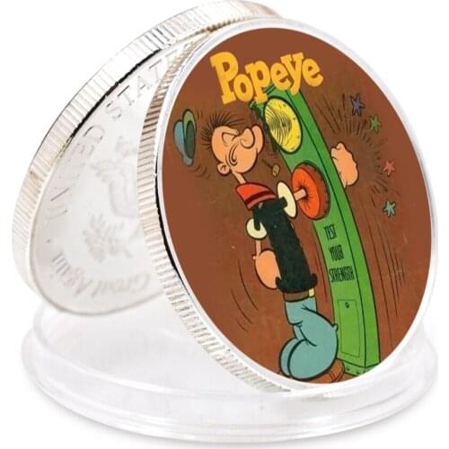 Challenge Coin Popeye Sliver Plated Metal Coin American Souvenir Coins Art Ornament Home Decor Collection