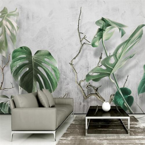 Wellyu 3d green plants Monstera branch forest TV background wall custom large mural environmental wallpaper papel de parede
