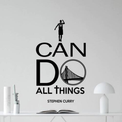 I Can Do All Things Wall Decal Sign Stephen Curry Quote Vinyl Sticker Basketball Poster Gym Sport Motivational Wall A13-047