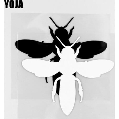 YOJA 12.8×11CM Animals Laborious Honeybee Cartoon Vinyl Decal Car Stickers Pattern Black/Silver 19C-0193