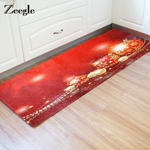 Zeegle Flannel Sponge Christmas Gifts Printed Decoration Striped Carpet For Living Room Santa Welcome Doormat Floor Mat Tapete