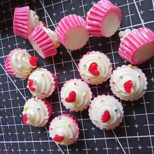 1pcs/lot resin flatback pink plate love ice cake15mm Cabochons Jewelry Mobile Phone Hairpin Headwear DIY Accessories