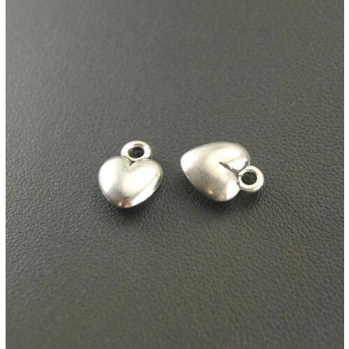 20pcs Silver Color Love Heart Charms Pendants For Jewelry Making DIY Handmade Craft 9x12mm A474