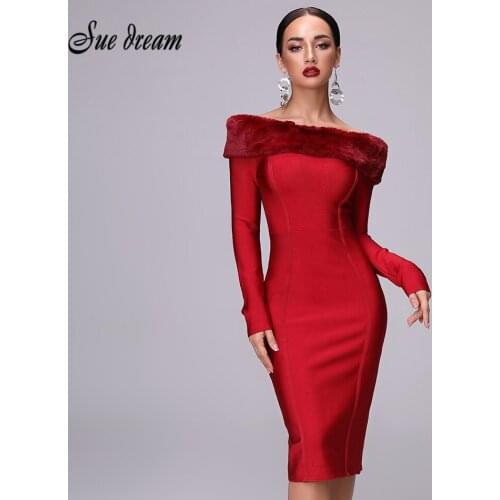 2021 Summer New Women Long Sleeve Slash Neck Bandage Dress Sexy Bodycon Vent Dress Celebrity Party Christmas Dress Vestidos