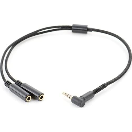 3.5mm Audio Stereo Y Splitter Cable 90 Degree Right Angle 3.5mm Male To 2 Female Jack Headphone Splitter Adapter SinLoon for Tab