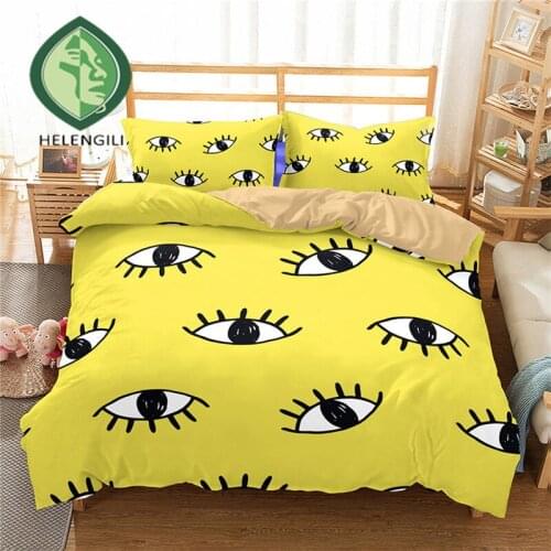 HELENGILI 3D Bedding Set Eye Print Duvet cover set lifelike bedclothes with pillowcase bed set home Textiles #Y-01