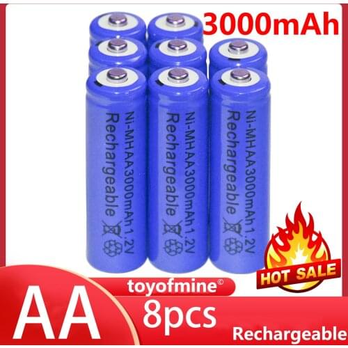 8XAA 3000mAh Ni-MH Battery cell /RC Blue rechargeable