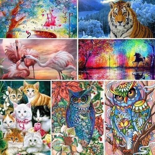 Diy 5D Diamond Painting Animal Tiger Cat Round Diamond Cross Stitch Kit Embroidery Mosaic Pattern Home Decoration Handmade Gift