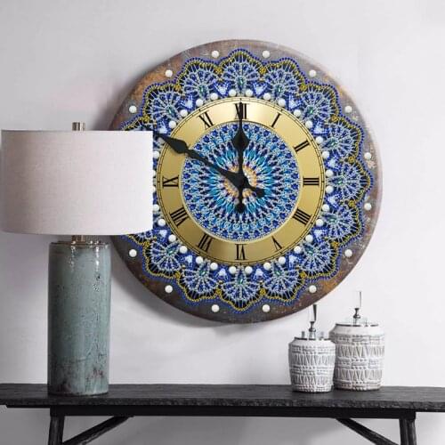 Mandala Diamond Painting Clock 5D Metal Tin Signs Diamond Embroidery Cross Stitch DIY Arts Crafts Bar Pub Signboard Wall Decor